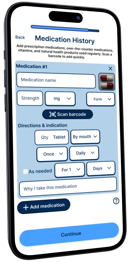 PharmaMate platform- Health Record page